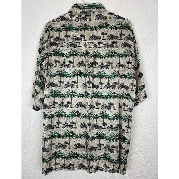 Harley Davidson Vintage Silk Hawaiian Short Sleeve Button Down Shirt Large - Picture 2 of 4